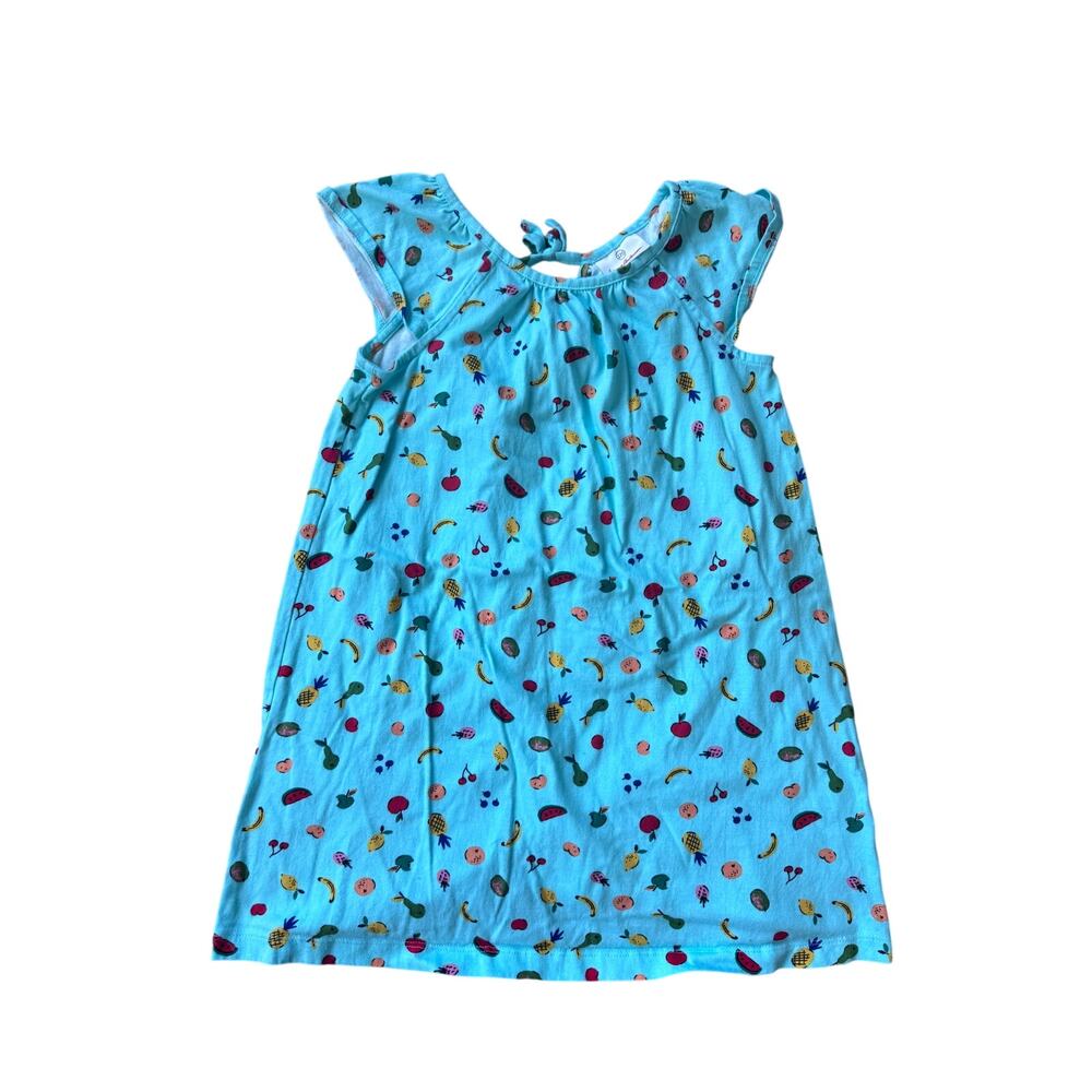 Hanna Andersson | 100% Cotton Blue Fruit Print Cap Sleeve Dress | Size 6-7